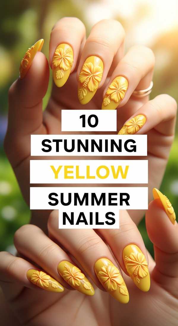 10 Stunning Yellow Summer Nails With 3d Flowers 69df1d50bec7e