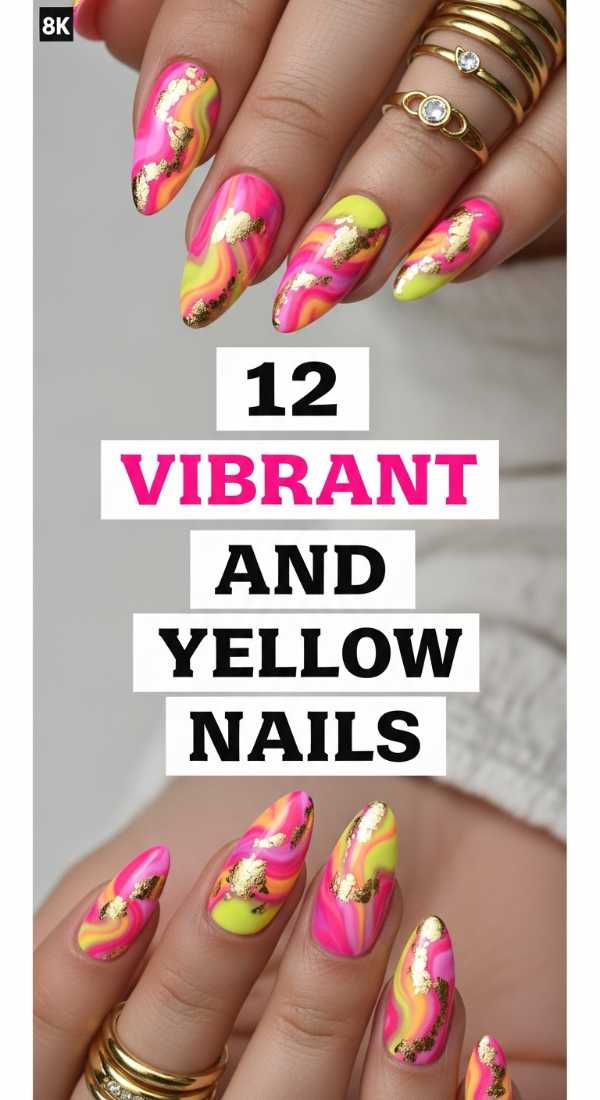 12 Vibrant Pink And Yellow Summer Nails To Try 69df1d5136e49