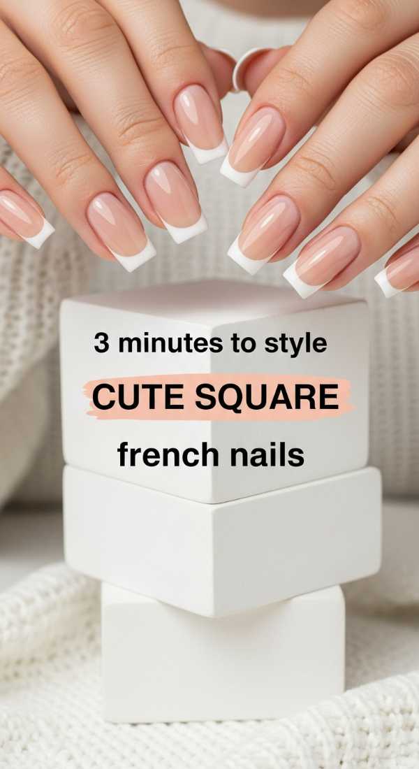 3 Minutes To Style Cute Square French Nails 69e6605f3bbac
