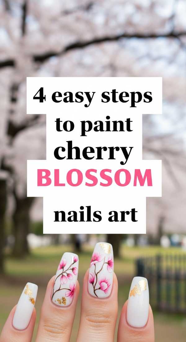 4 Easy Steps To Paint Cherry Blossom Nails Art 69ef98e196789