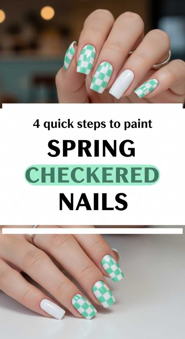 4 Quick Steps To Paint Spring Checkered Nails 69e780462cb25