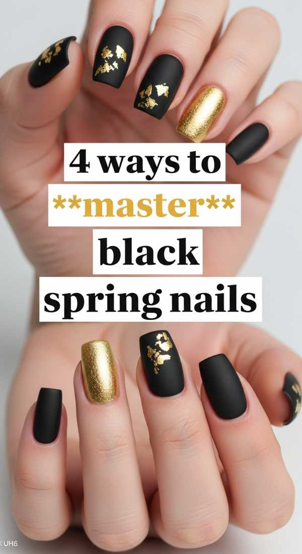 4 Ways To Master Black Spring Nails 69efaf757b1f9