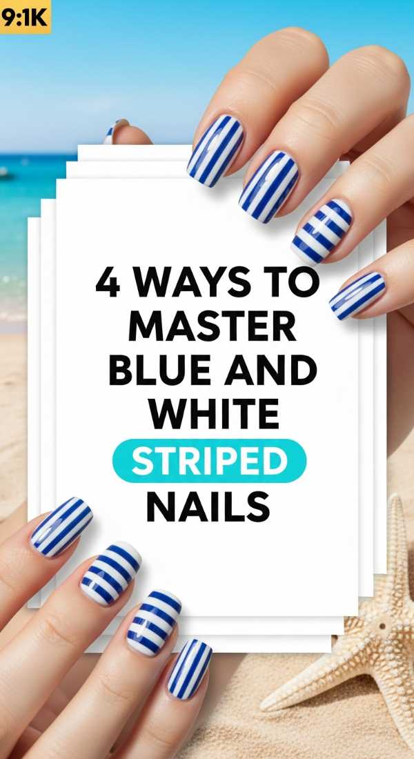 4 Ways To Master Blue And White Striped Nails 69f2f802beec5