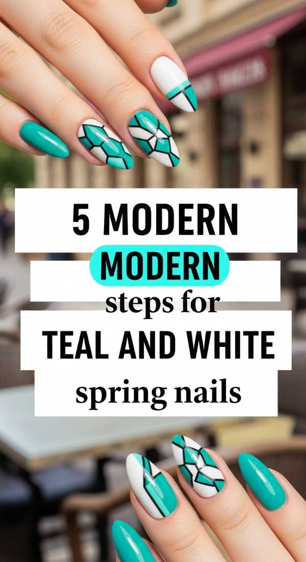 5 Modern Steps For Teal And White Spring Nails 69ed0bb27ac3c