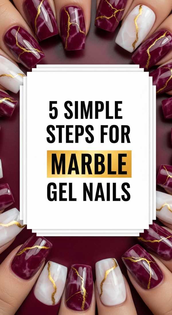 5 Simple Steps For Marble Gel Nails 69ecefc0ea8c2