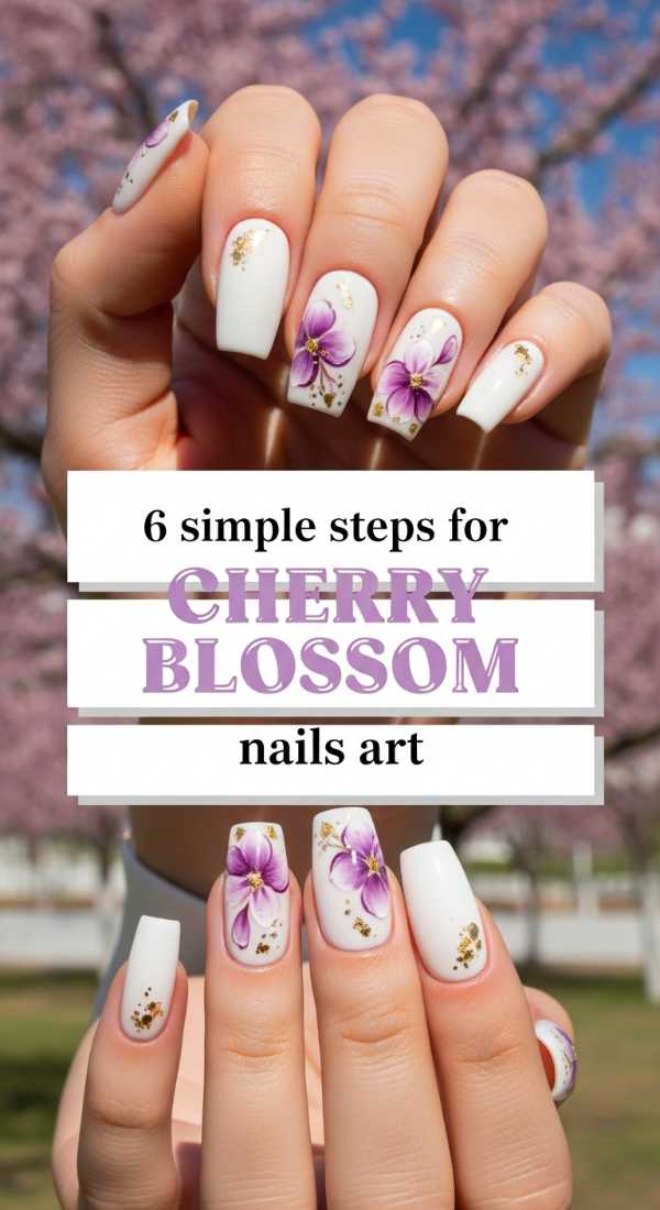 6 Simple Steps For Cherry Blossom Nails Art 69f2f7f1409a4