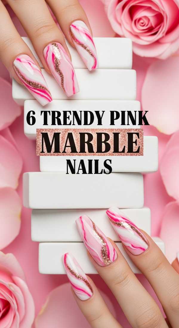 6 Trendy Pink Marble Nails 69df1d500e5b4