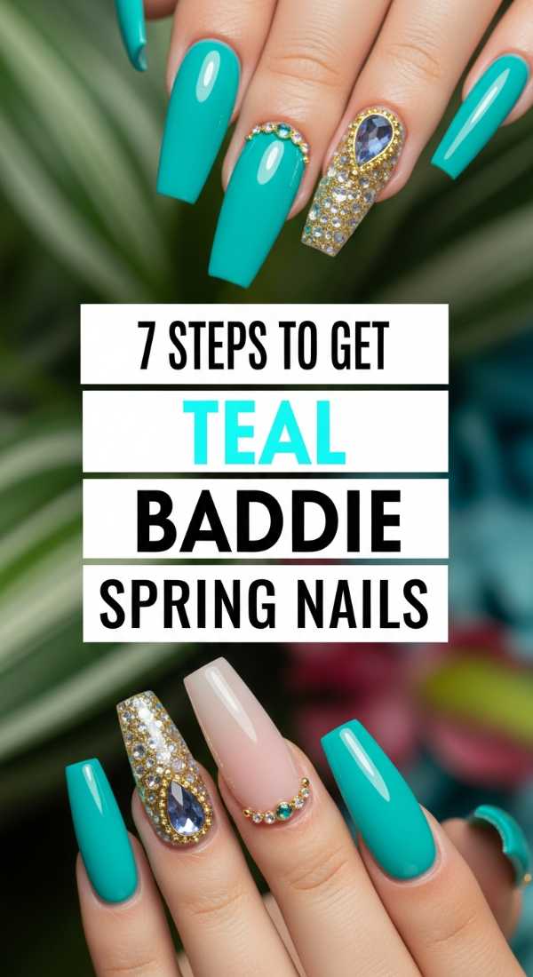 7 Steps To Get Teal Baddie Spring Nails 69ea6893f1160