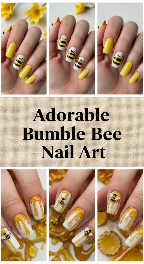 Adorable Bumble Bee Nail Art 69f0cc2e00557