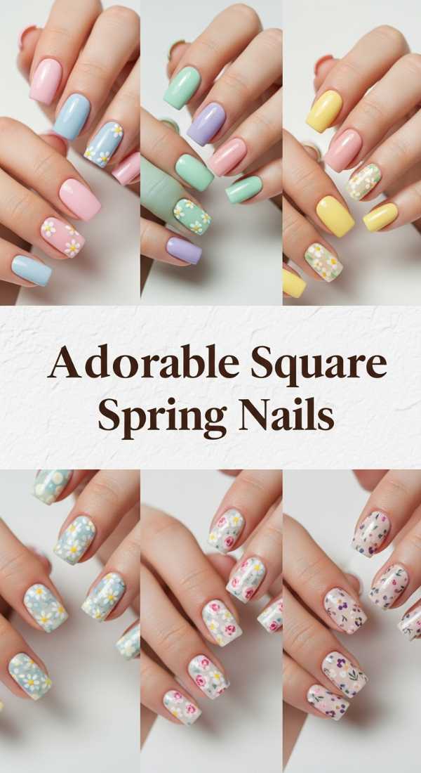 Adorable Cute Square Spring Nails 69e905b95e917