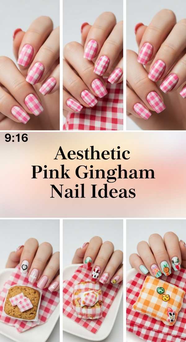 Aesthetic Pink Gingham Nail Ideas 69f0ca610b39c