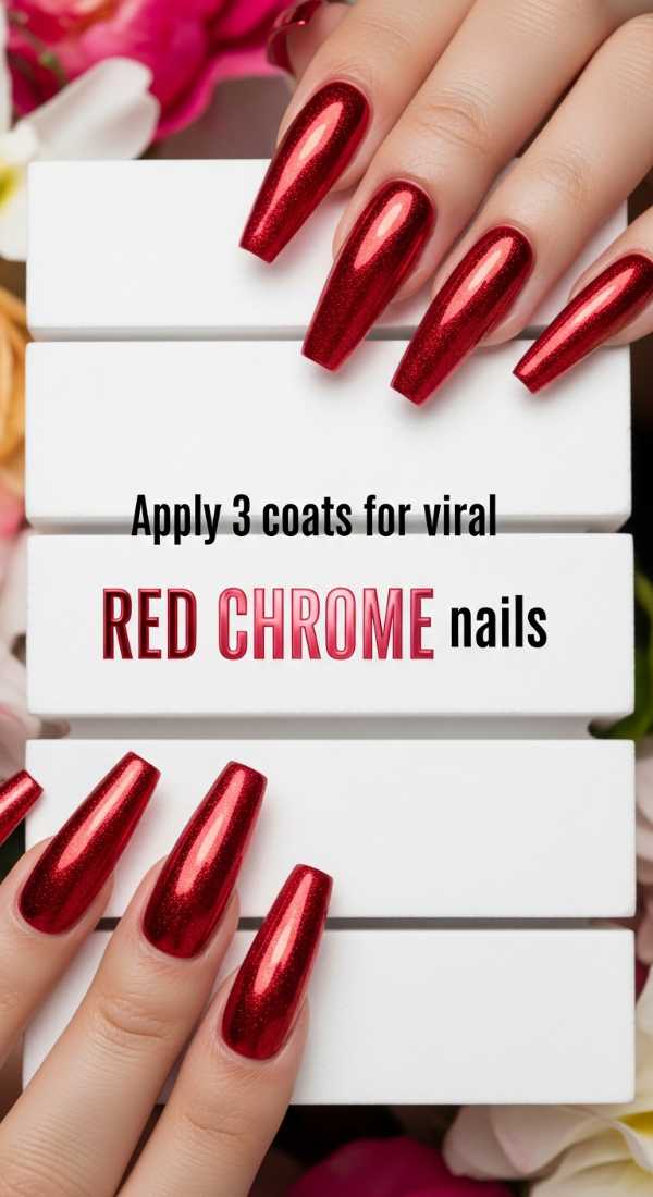Apply 3 Coats For Viral Red Chrome Nails 69e78033a6da3