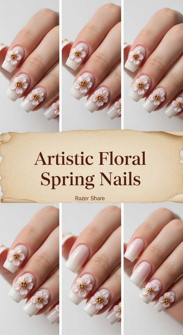 Artistic Floral Spring Nails