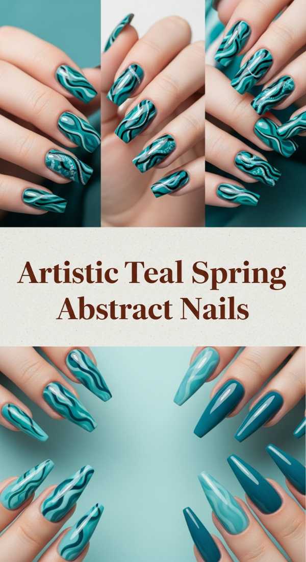 Artistic Teal Spring Abstract Nails 69f0ca52d3357