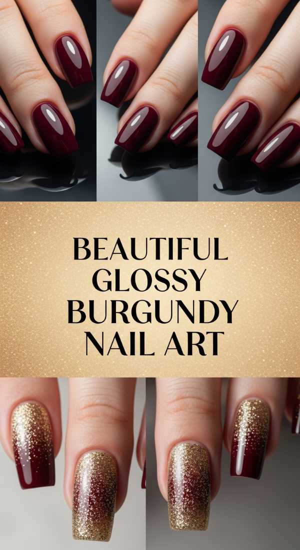 Beautiful Glossy Burgundy Nail Art 69ece5a282e34