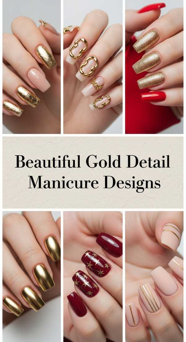 Beautiful Gold Detail Manicure Designs 69ece59bed939