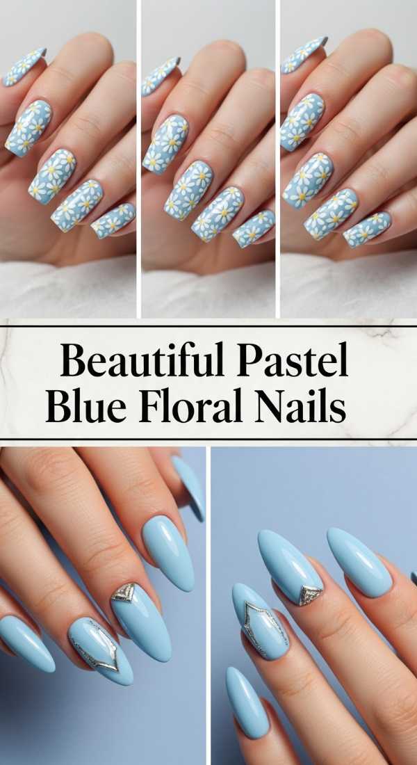 Beautiful Pastel Blue Floral Nails 69f24a74afa42