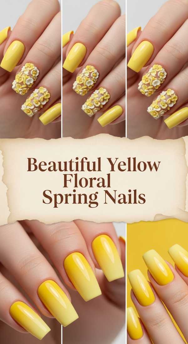 Beautiful Yellow Floral Spring Nails 69e5f3dc7bab3