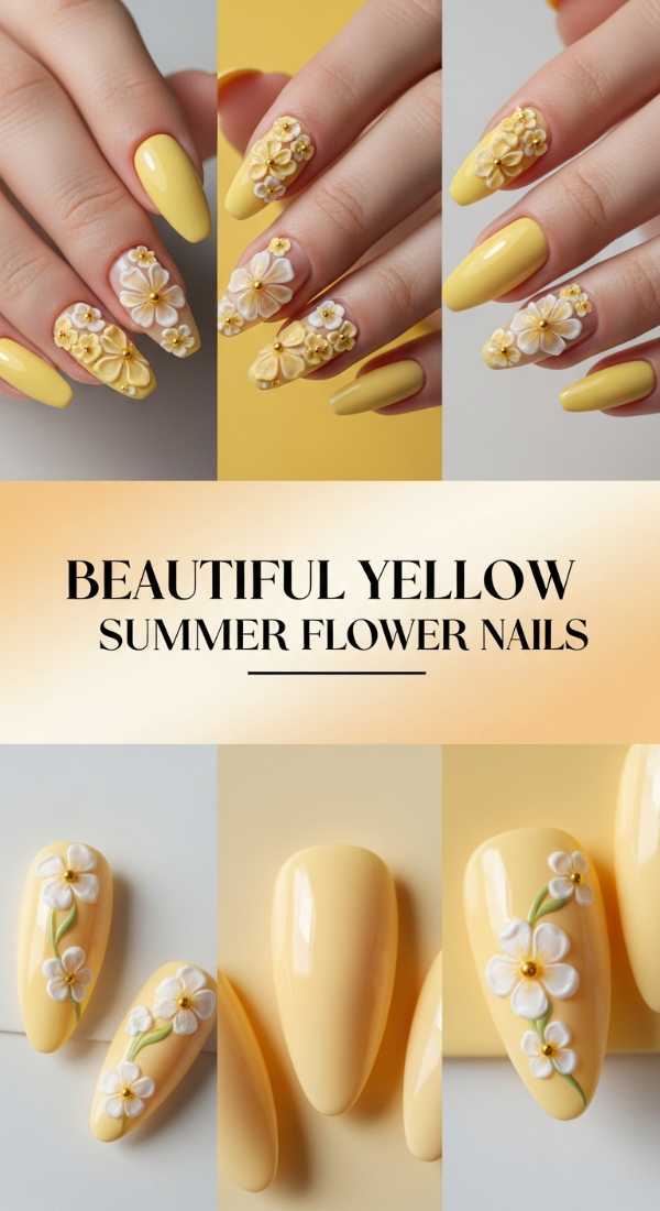 Beautiful Yellow Summer Flower Nails 69e651879b095