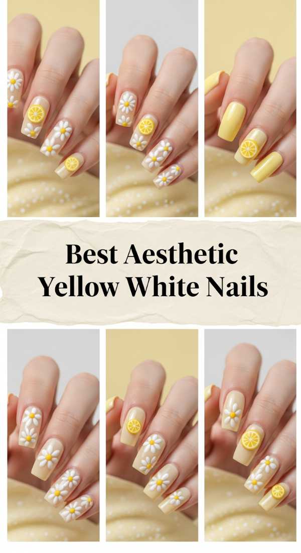 Best Aesthetic Yellow White Nails 69ee4186ca4ac