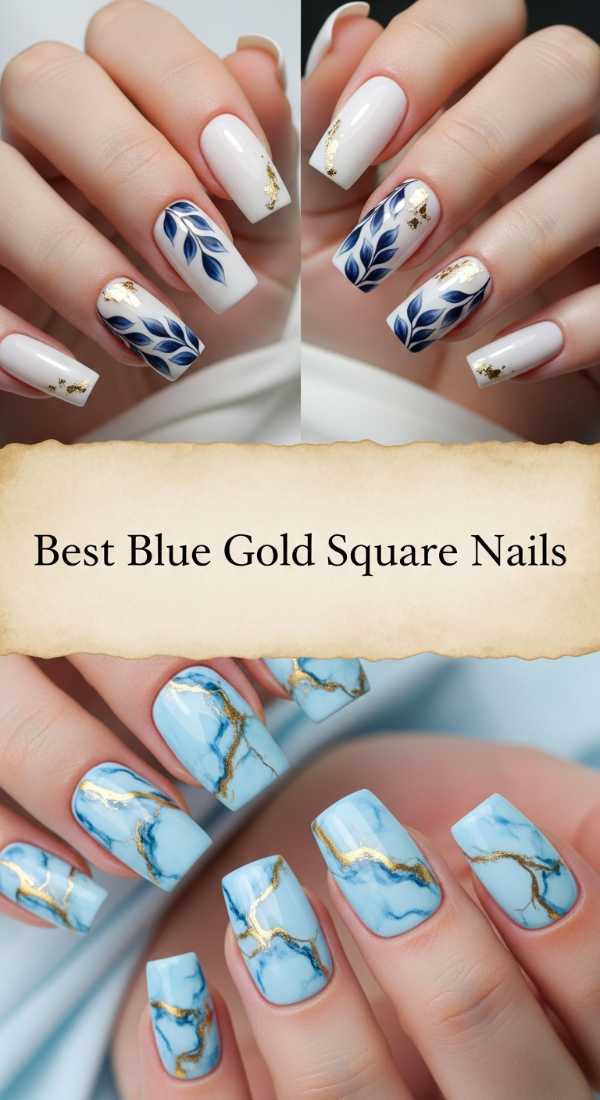 Best Blue Gold Square Nails 69f249618ed5e