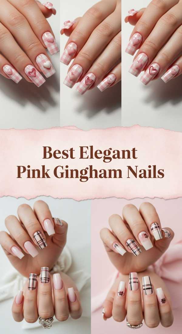 Best Elegant Pink Gingham Nails 69ef3ac827199