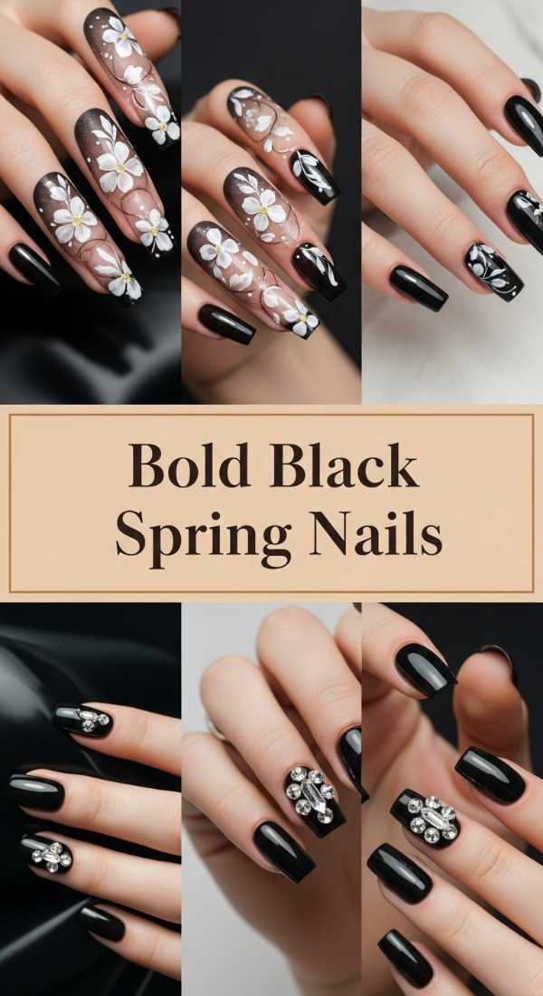 Bold Black Spring Nails 69ecf74ac9f16
