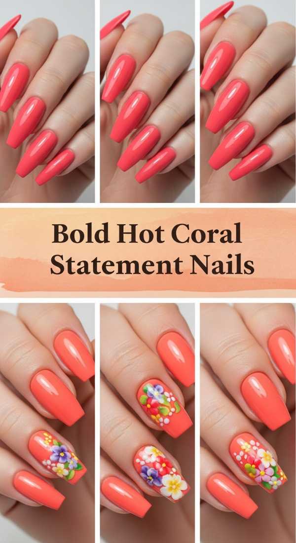 Bold Hot Coral Statement Nails 69ecf8814da90