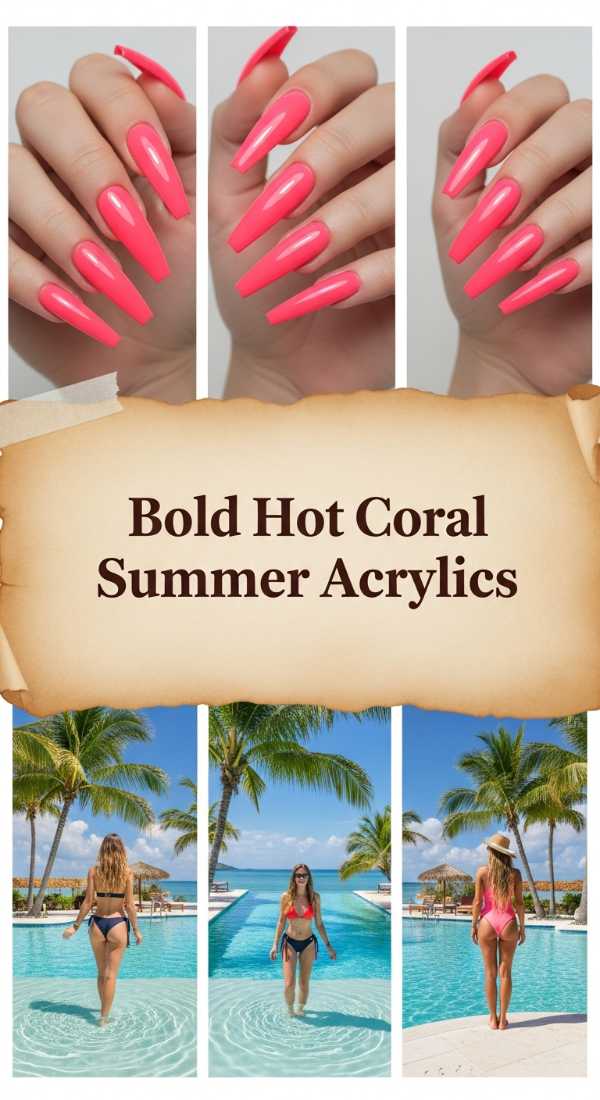 Bold Hot Coral Summer Acrylics 69ef3ad001ef1