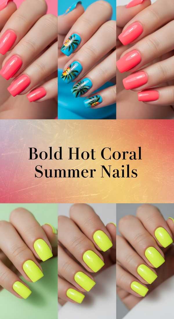 Bold Hot Coral Summer Nails 69ee418ef41ba