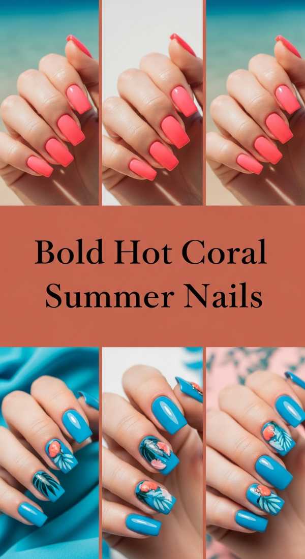 Bold Hot Coral Summer Nails 69f0ca5347997
