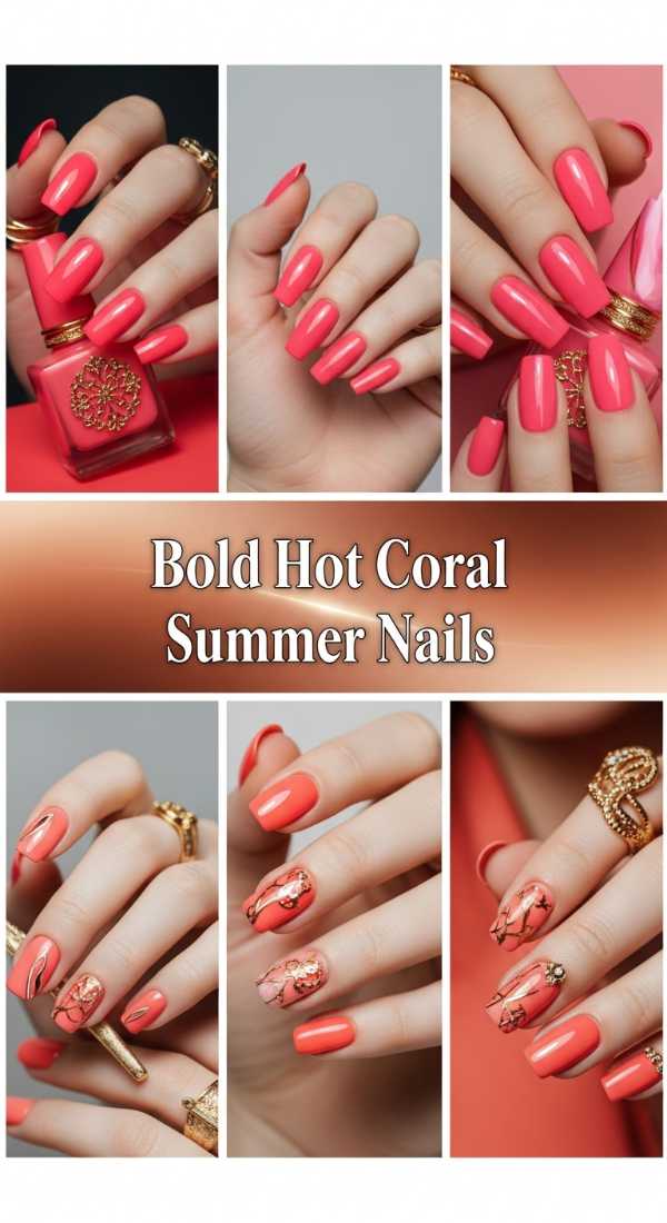 Bold Hot Coral Summer Nails 69f0cc516a143