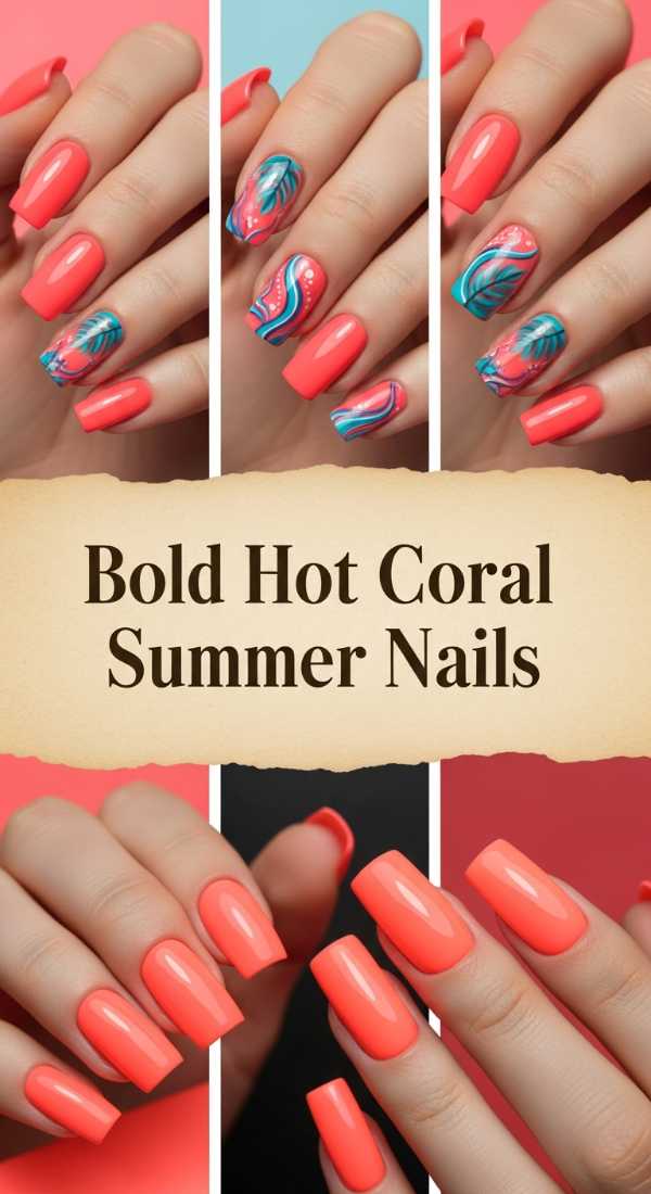 Bold Hot Coral Summer Nails 69f32b75e5803