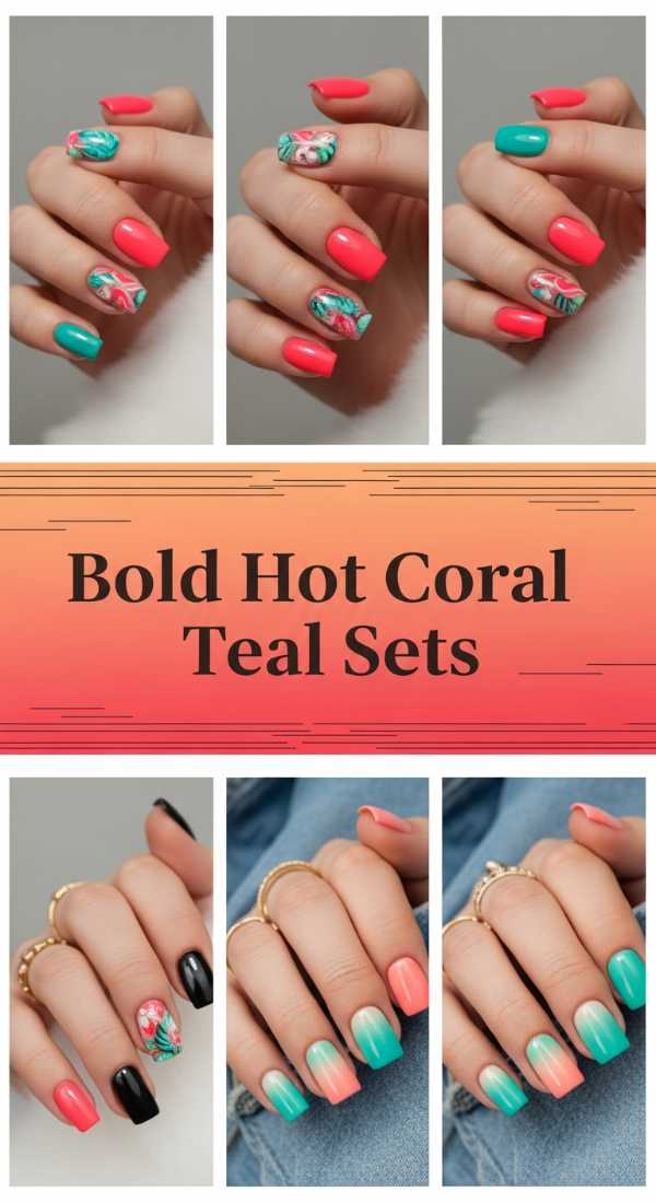 Bold Hot Coral Teal Sets 69ef3c6e75d53