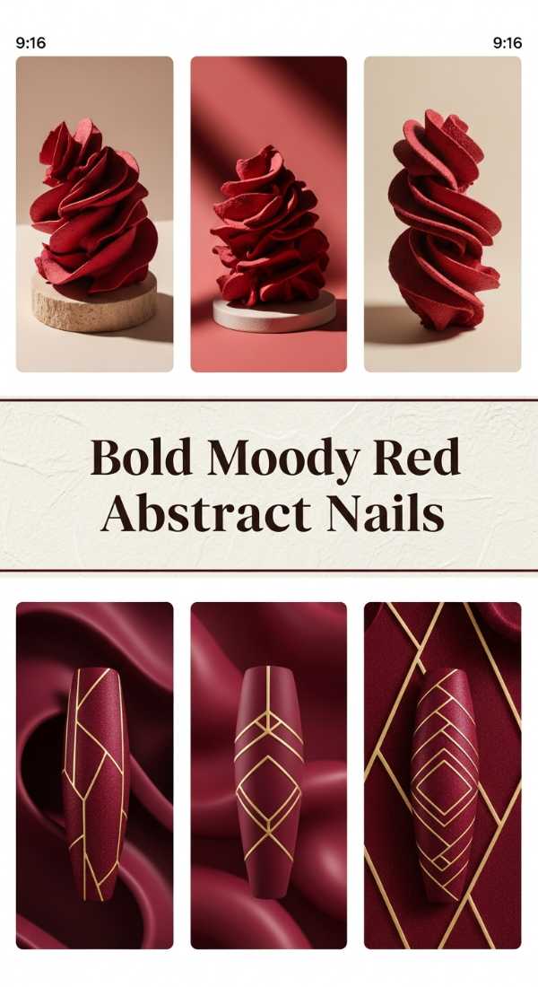Bold Moody Red Abstract Nails 69ece59f44a82