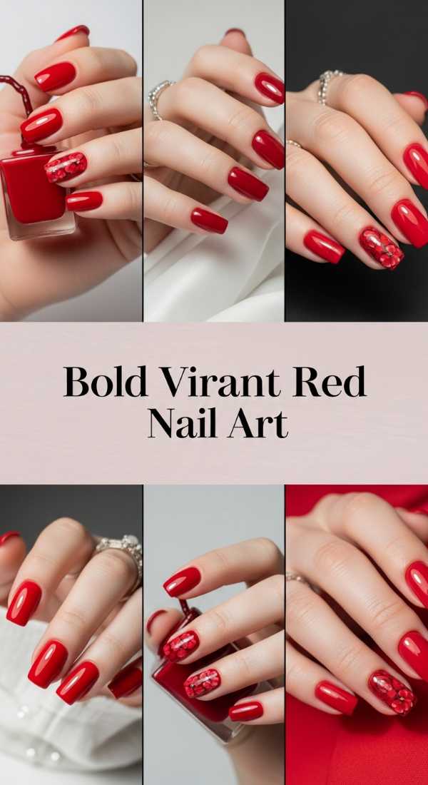 Bold Vibrant Red Nail Art 69f0cc4b930c9