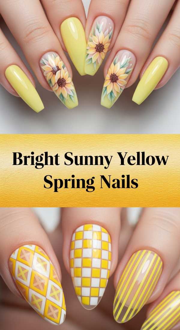 Bright Sunny Yellow Spring Nails