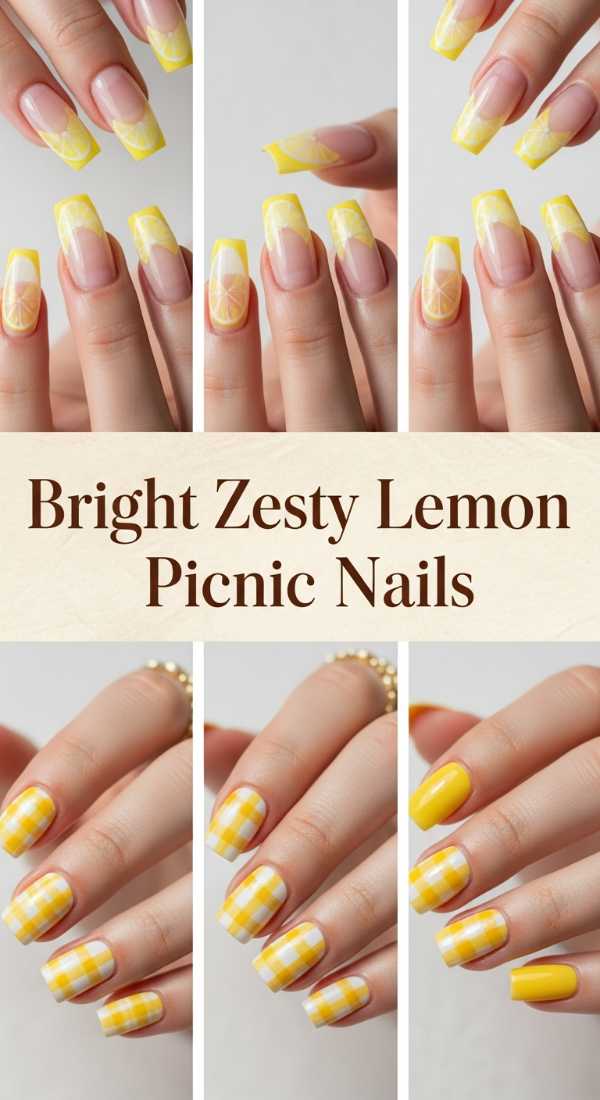 Bright Zesty Lemon Picnic Nails 69ee40867e743