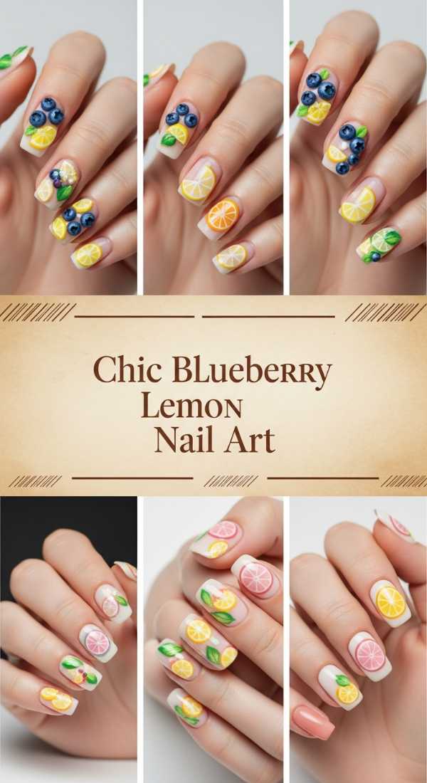 Chic Blueberry Lemon Nail Art 69f32d60e3c56