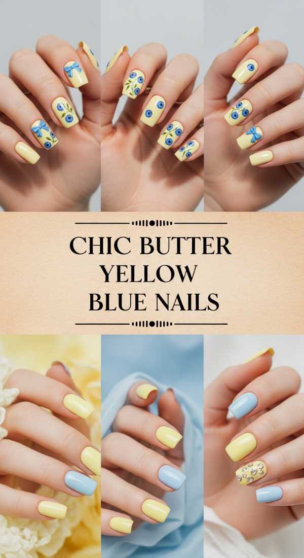 Chic Butter Yellow Blue Nails 69ecf7501fab2