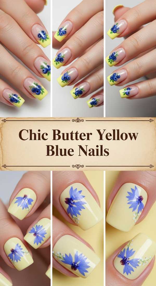 Chic Butter Yellow Blue Nails 69ee408e8576a