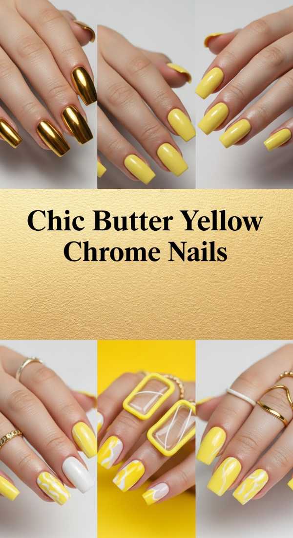 Chic Butter Yellow Chrome Nails 69f0ca51b9f7f