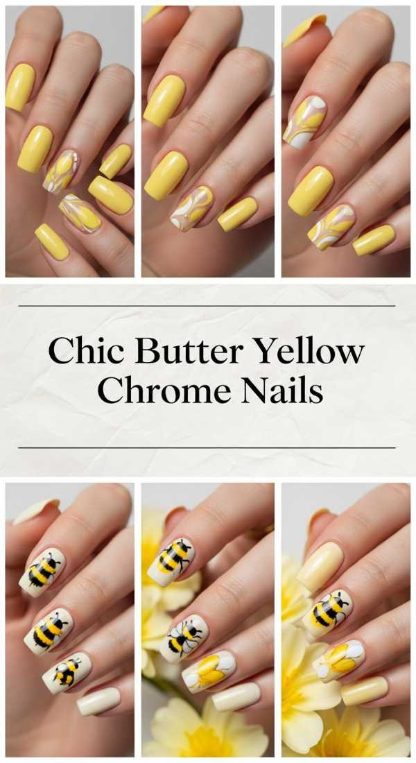 Chic Butter Yellow Chrome Nails 69f32b812395a