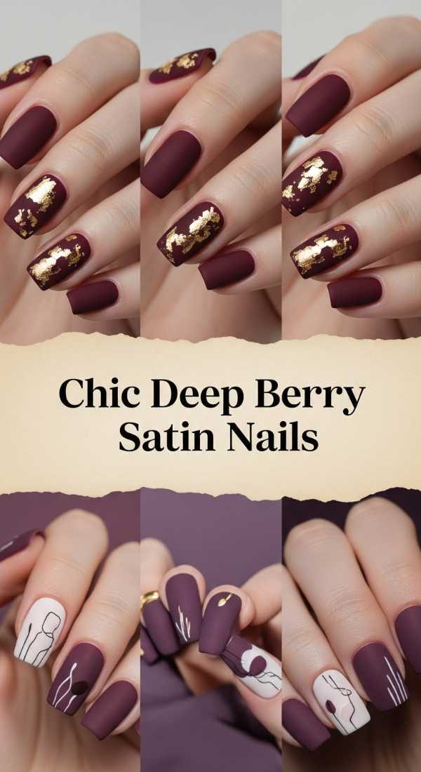 Chic Deep Berry Satin Nails 69e4c0e2ec1be