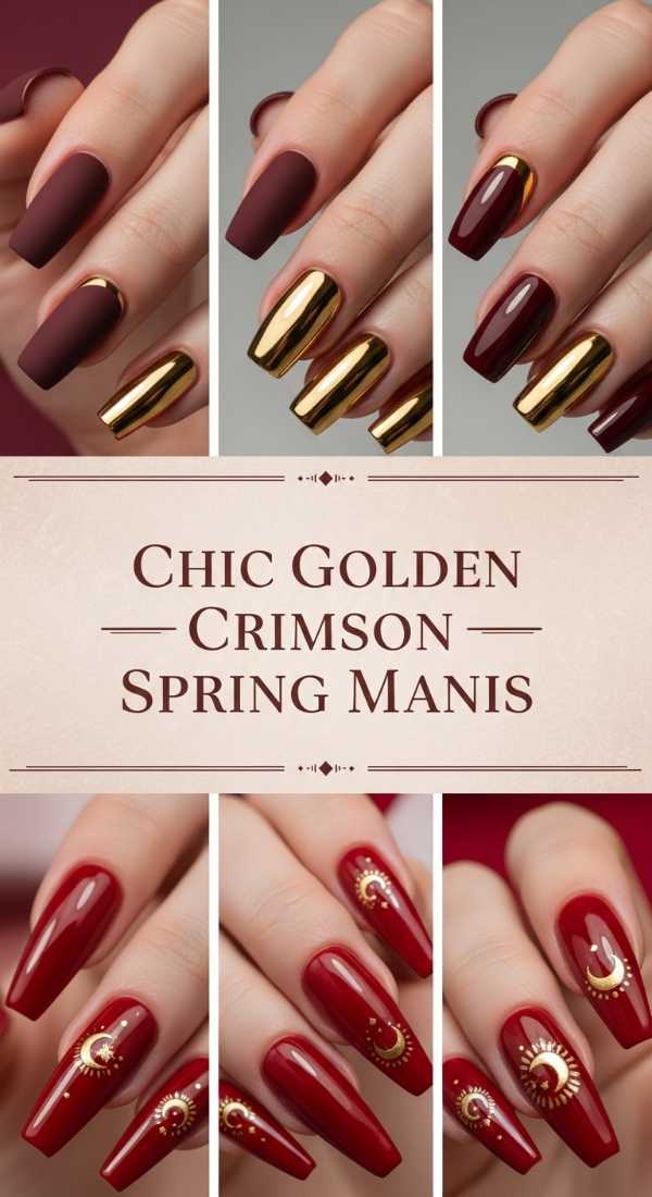 Chic Golden Crimson Spring Manis 69e273093a289