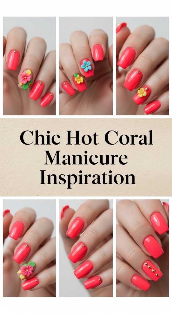 Chic Hot Coral Manicure Inspiration 69ee41888c76e