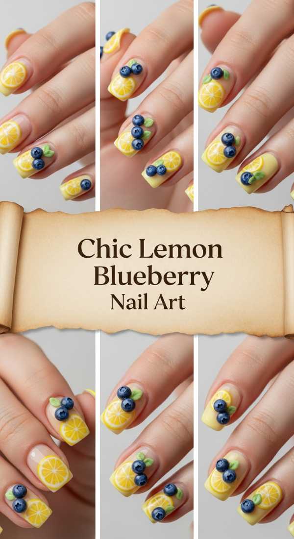 Chic Lemon Blueberry Nail Art 69f0cc3f3e05d