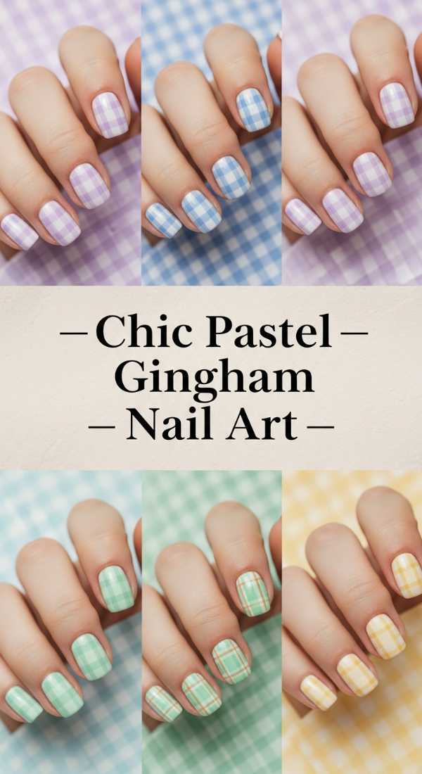 Chic Pastel Gingham Nail Art 69ee408193035