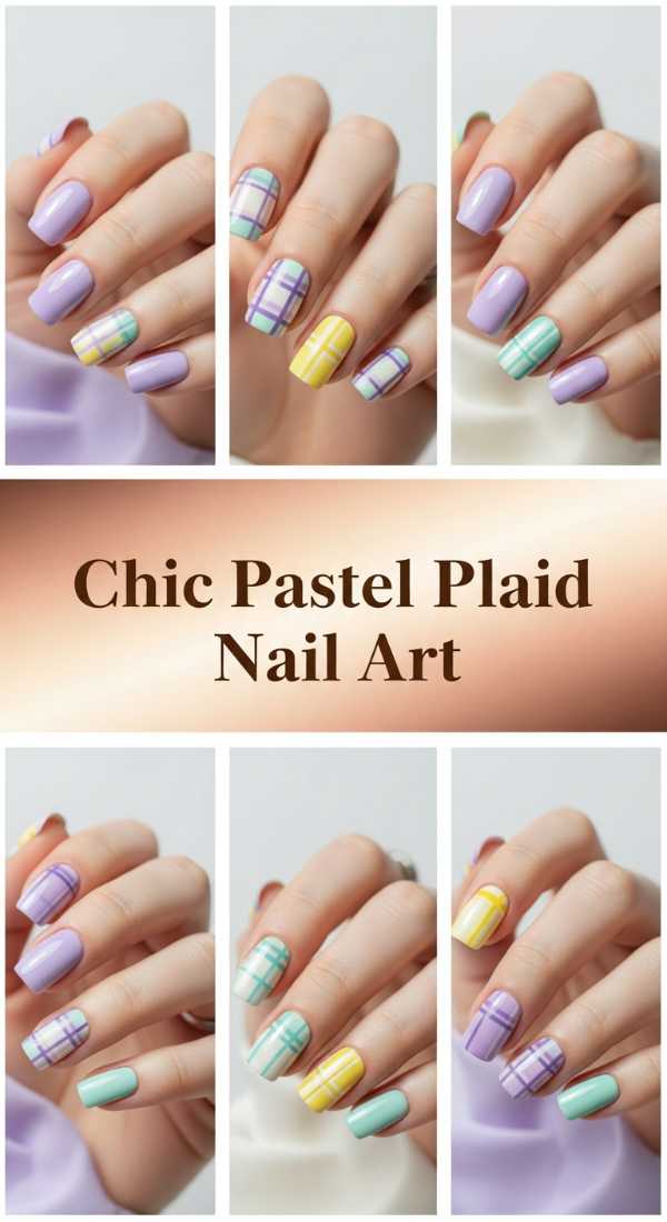 Chic Pastel Plaid Nail Art