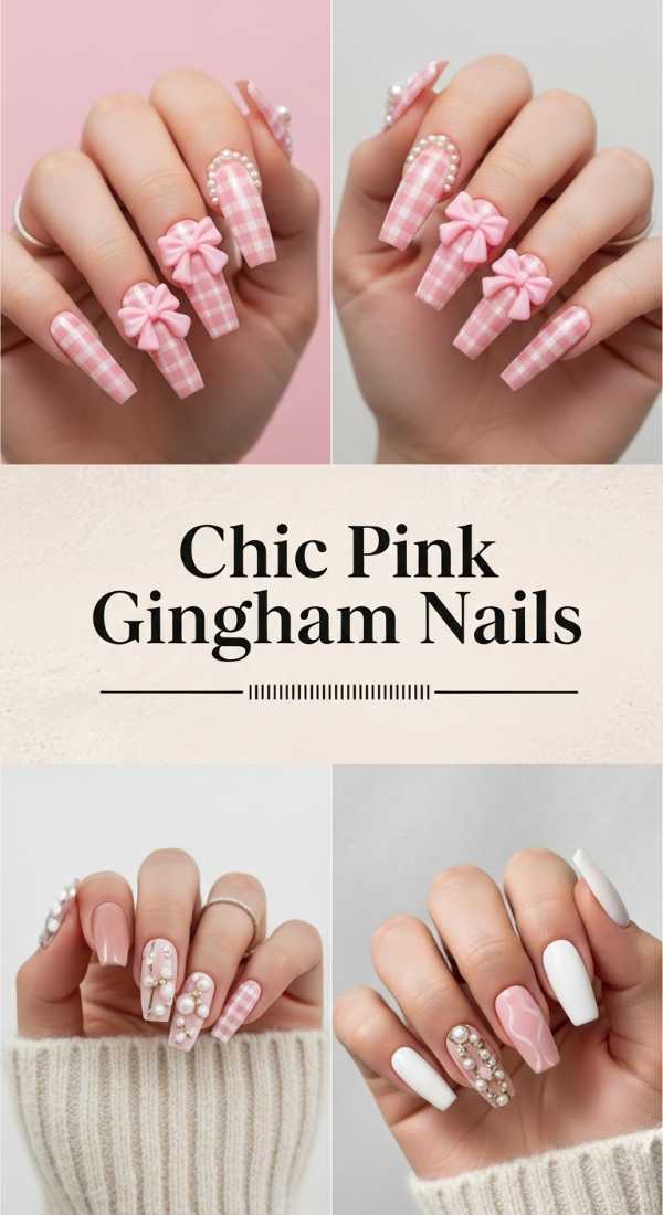 Chic Pink Gingham Nails 69e4e4aa9e030